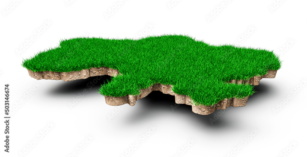 Poster 3d rendering of the map of the Ukraine cross-section isolated on white background