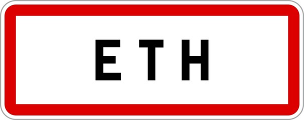 Panneau entrée ville agglomération Eth / Town entrance sign Eth - obrazy, fototapety, plakaty