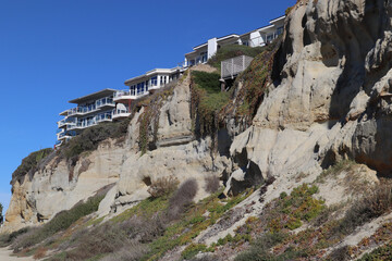 Outdoor view of luxury homes on seaside bluffs in San Clemente, California, USA