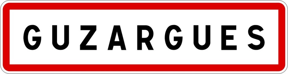 Panneau entrée ville agglomération Guzargues / Town entrance sign Guzargues
