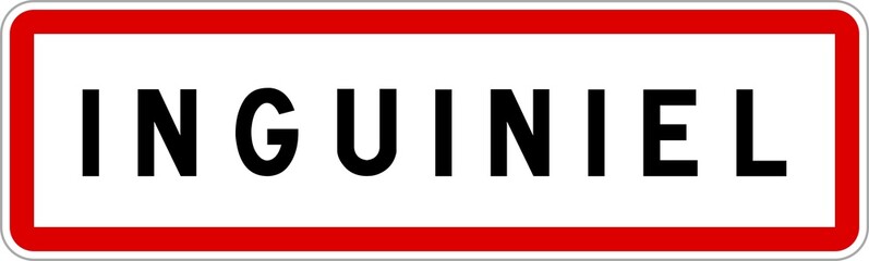 Fototapeta premium Panneau entrée ville agglomération Inguiniel / Town entrance sign Inguiniel