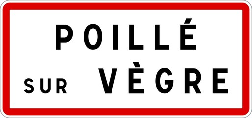 Panneau entrée ville agglomération Poillé-sur-Vègre / Town entrance sign Poillé-sur-Vègre