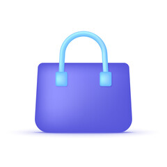 3D Lady's bag icon isolated on white background. Women's accessories. Can be used for many purposes.
