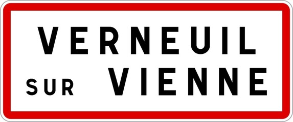 Panneau entrée ville agglomération Verneuil-sur-Vienne / Town entrance sign Verneuil-sur-Vienne