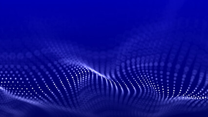 Large digital data background. Abstract wave with moving dots. 3d rendering