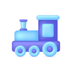 3D Train toy isolated on white background. Children education, growth and development concept. Can be used for many purposes.