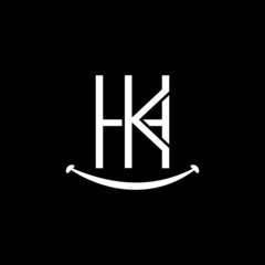 Initial HK KH Letter Logo Design Vector Template. Abstract smile shape HK KH Letter Logo Design Vector Illustration.