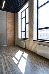 Empty open space office room with window