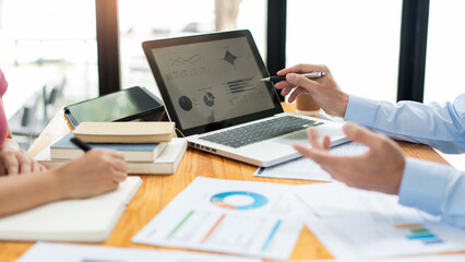 Business negotiation concept the two realtors negotiating about agreement of property contract