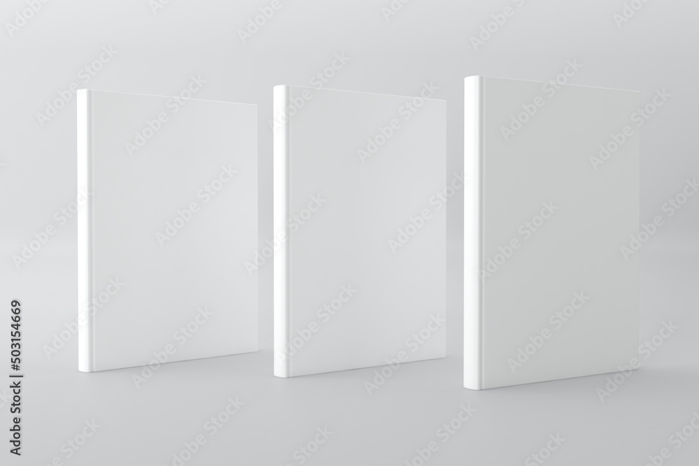 Poster 3d rendering of book cover mock-up on a light background