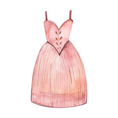 Ballerina Dress, Watercolor Illustration, Ballet Cute Pink Dress,