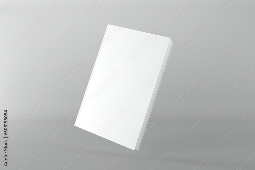 Poster 3d rendering of book cover mock-up on a grey background