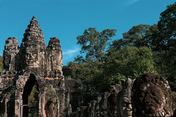 Beautiful view of Angkor Thom in Cambodia on a sunny day