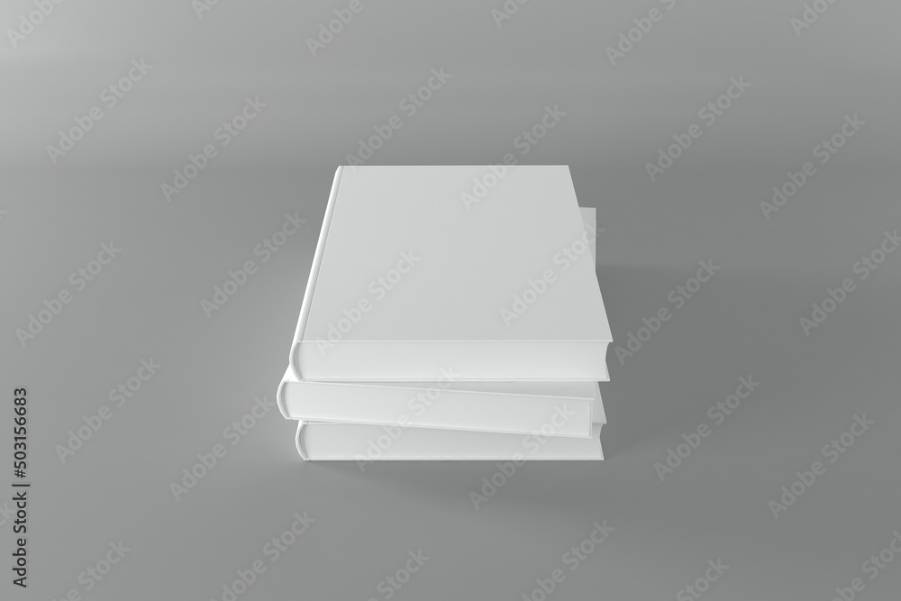 Poster 3d rendering of book cover mock-up on a grey background