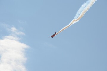 Sports aircraft Extra-330 in the sky at the International Aviation and Space Salon MAKS-2021