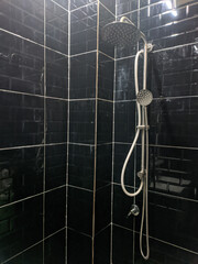 Fototapeta na wymiar Malaysia, 7 May 2022: Bathroom with round rain shower.