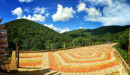View of a beautiful path going through th hills