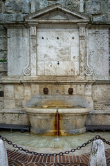 The Grimana fountain in the old city centre of Perugia. Old etruscan, roman and medieval city, is the regional capital of Umbria (Center of Italy).