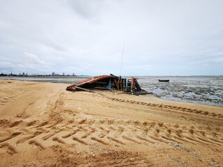 Shipwreck on the beach, Pattaya, Thailand