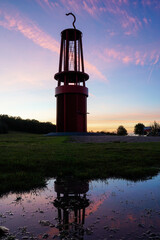 Shot of the tower shaped like a miner's lamp by kinetic artist Otto Piene