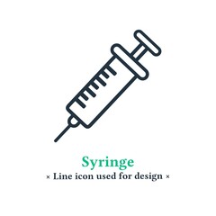 Syringe icon isolated on a white background.  Media syringe symbol for web and mobile applications.