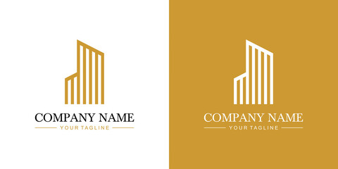 an apartment building-themed graphic, on a gold and white background. vector graphics base.