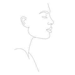 Portrait of a woman in one line. Creative Composition in a Modern Minimalist Style. The face is one line. A woman's face. Portrait of minimalism.