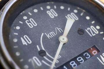 Fragment of the speedometer of an old motorcycle