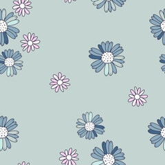 Seamless vintage pattern with flowers. Vector design for paper, cover, baby fabric, indoor decor and more.
