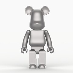 Fototapeta premium Image of a custom art toy. Ready-to-Paint DIY Dunny - Grey Primer. blank bearbrick