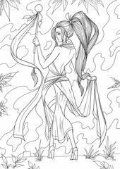 Anime coloring book for girls. Vector illustration. Coloring books for adult