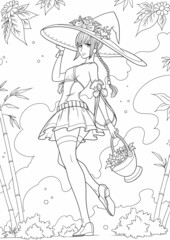 Anime coloring book for girls. Vector illustration. Coloring books for adult