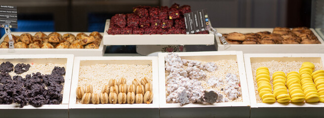 sweets and cakes on the counter