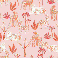Cute Safari wild animal seamless pattern vector illustration EPS10 ,Design for fashion , fabric, textile, wallpaper, cover, web , wrapping - 503170463