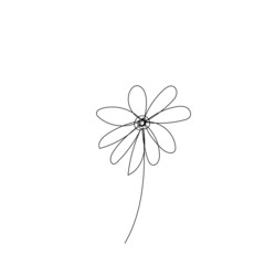 outline one line spring flower doodle handdrawn