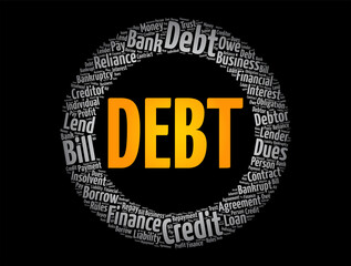 Debt word cloud collage, business concept background