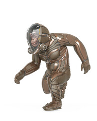 chimpanzee astronaut is running in white background