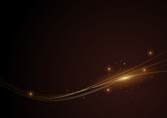 Abstract background of gold lines and gold dust
