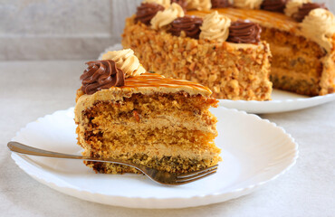 Layered torte sliced