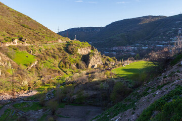 Fototapeta na wymiar View of the canyon of the Vararak river in the town of Goris. Armenia