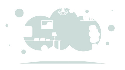 Room in flat style. Background for your presentation or design. Vector illustration.