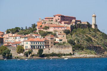 Fototapeta na wymiar Seaside view of Portoferraio at the island of Elba in Italy