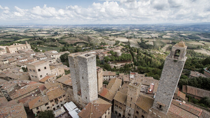 Fototapeta na wymiar Spectacular view over the roofs of San Gimignano in Italy and the famous towers