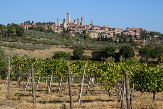 Scenic view of historic town San Gimignano in the italian Tuscany