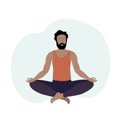 Man sitting in lotus pose. Yoga, meditation, mindfulness.