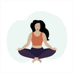 Woman doing yoga, sitting in lotus pose.
