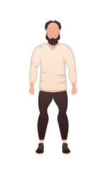 Athletic guy in full growth. Isolated. Cartoon style.