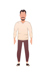 Strong guy stands. Isolated. Cartoon style.