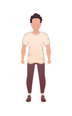 Fototapeta premium A man of strong physique stands in full growth. Isolated. Cartoon style.