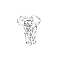 Elephant continuous line drawing, small tattoo, print for clothes and logo design, emblem or logo design, silhouette one single line on a white background, isolated vector illustration. 